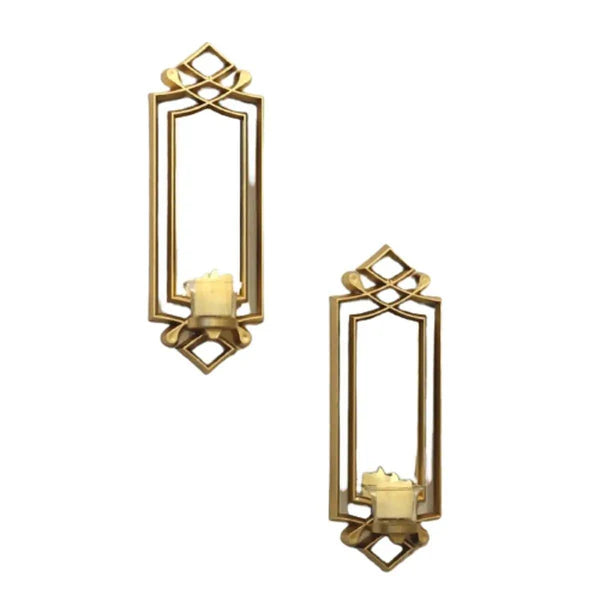 2-Piece Fancy Wall Mirror & Candle Stand Set
