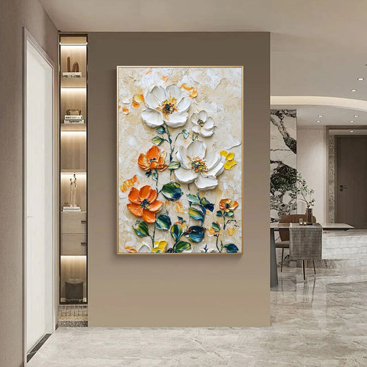 Vertical Floral Canvas Painting