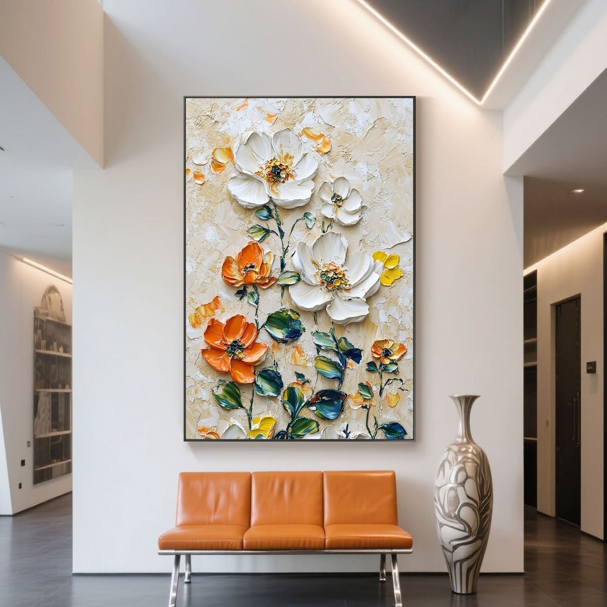 Vertical Floral Canvas Painting
