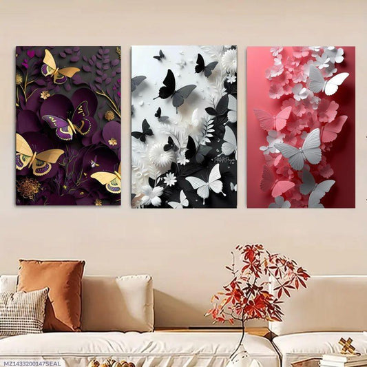Set of 3 Butterfly Wooden Wall Frames
