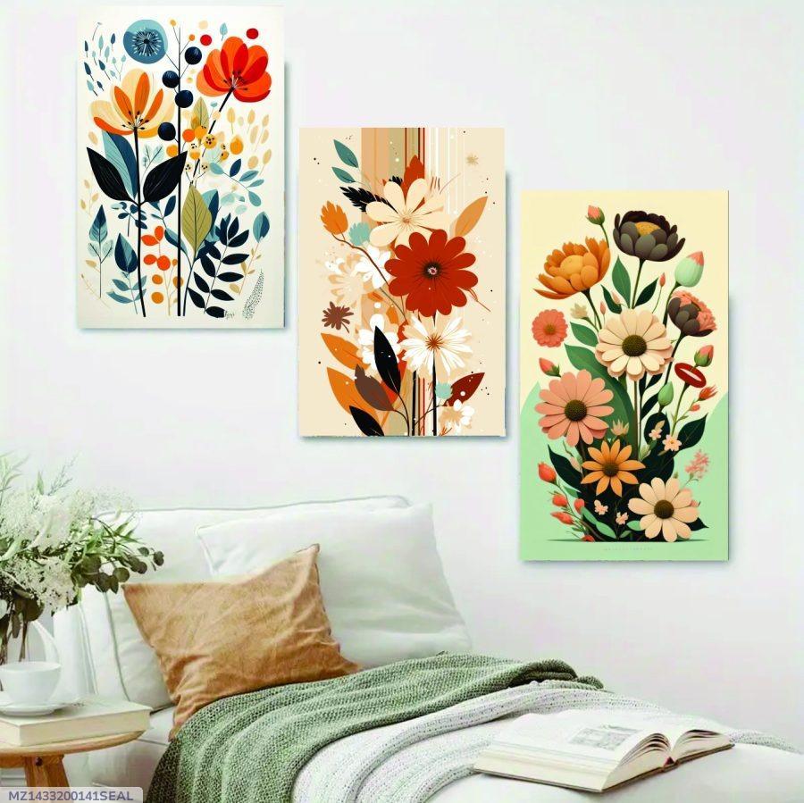 Set of 3 Floral Wooden Wall Frames