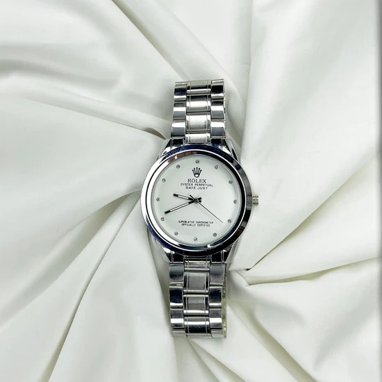 Rolex Quartz Wrist Watch With Stainless Steel Chain
