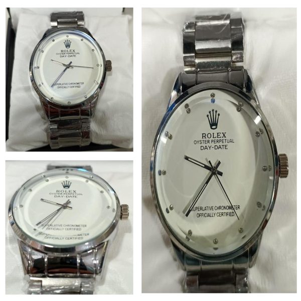 Rolex Quartz Wrist Watch With Stainless Steel Chain