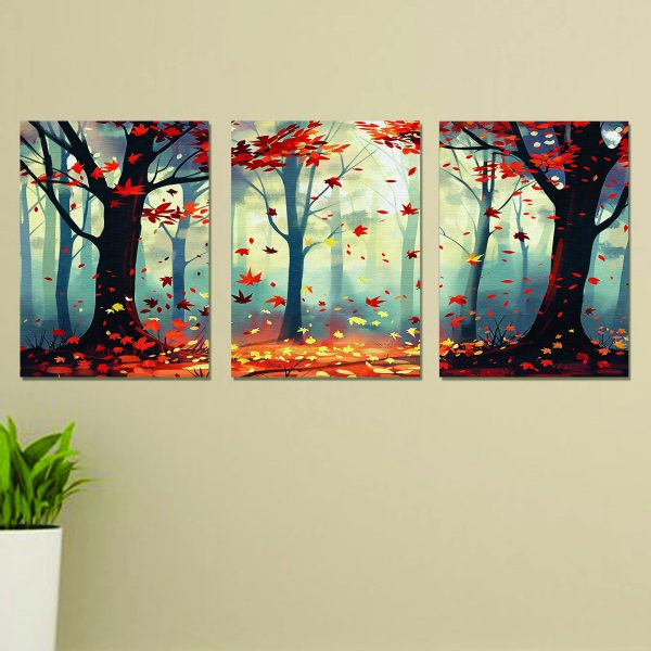 Red leaf tree Wall Art Wooden Phototile Frames