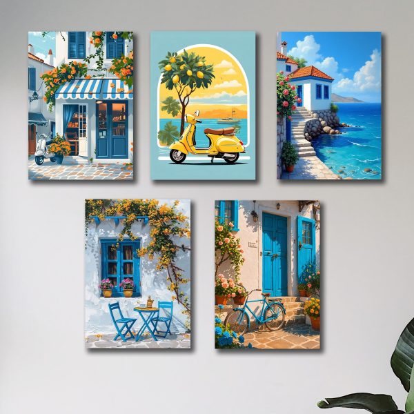 Set Of 5 Italian Vintage Homes Art Sticky Phototile Frames
