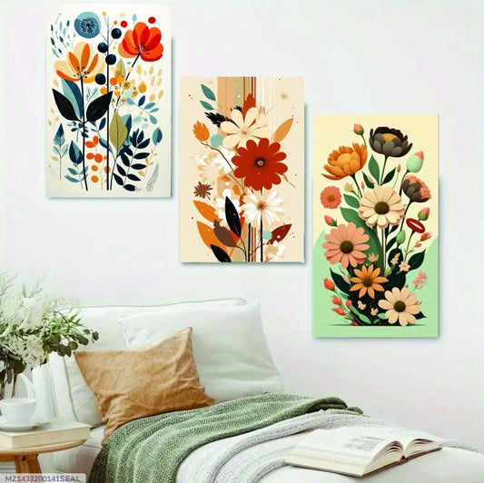 Set of 3 Floral Wooden Wall Frames