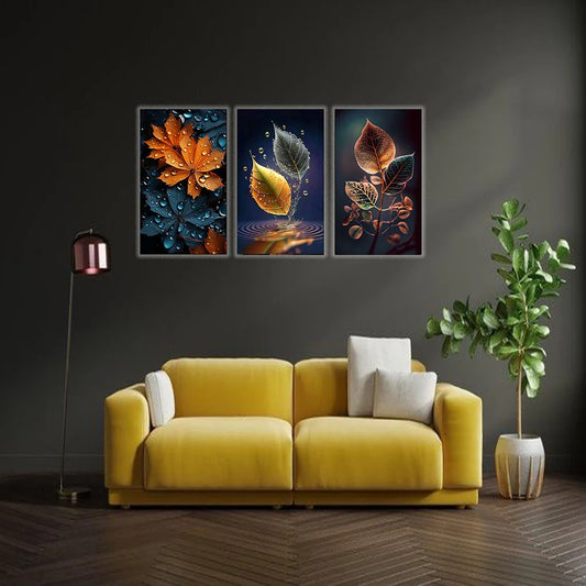 3-Piece Autumn Leaf Wall Art Frames – 8x11 Inch