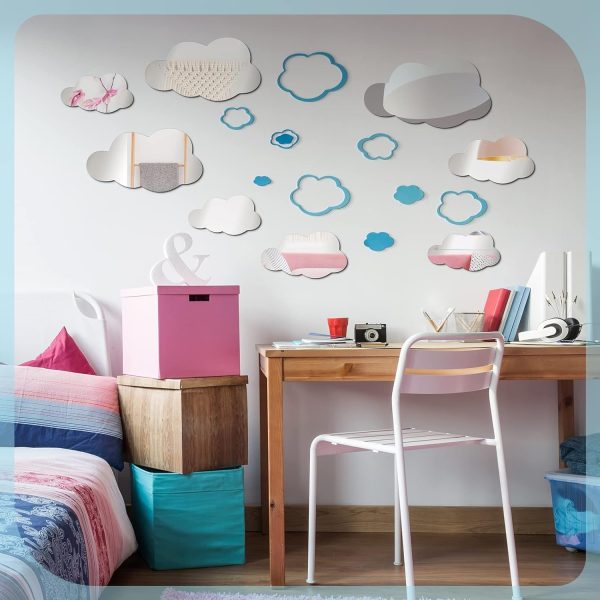 8 Pcs Acrylic Cloud Shape Mirror Wall Art stickers