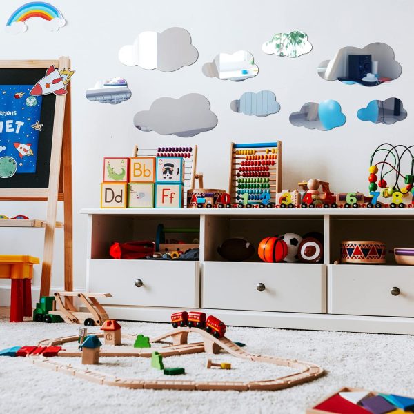 8 Pcs Acrylic Cloud Shape Mirror Wall Art stickers