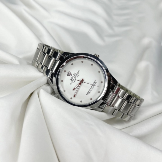 Rolex Quartz Wrist Watch With Stainless Steel Chain