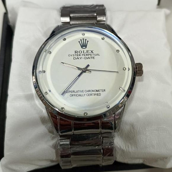 Rolex Quartz Wrist Watch With Stainless Steel Chain