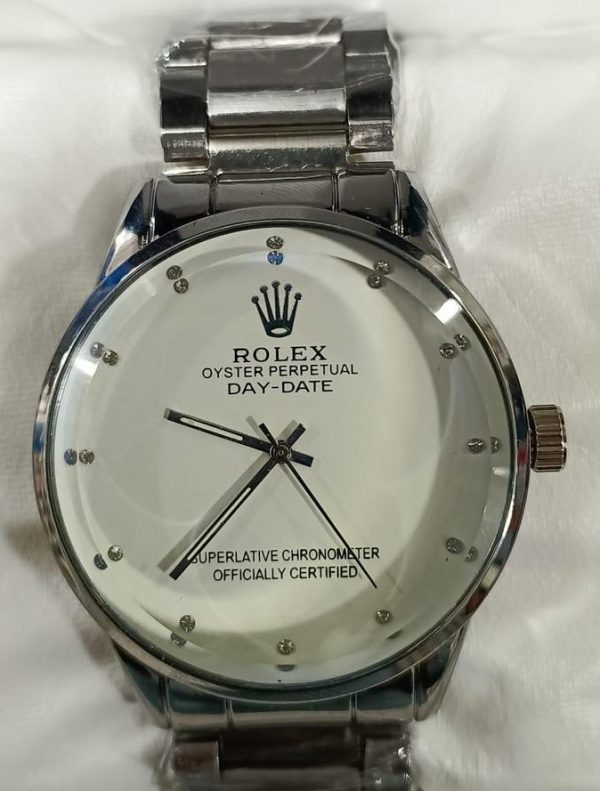 Rolex Quartz Wrist Watch With Stainless Steel Chain
