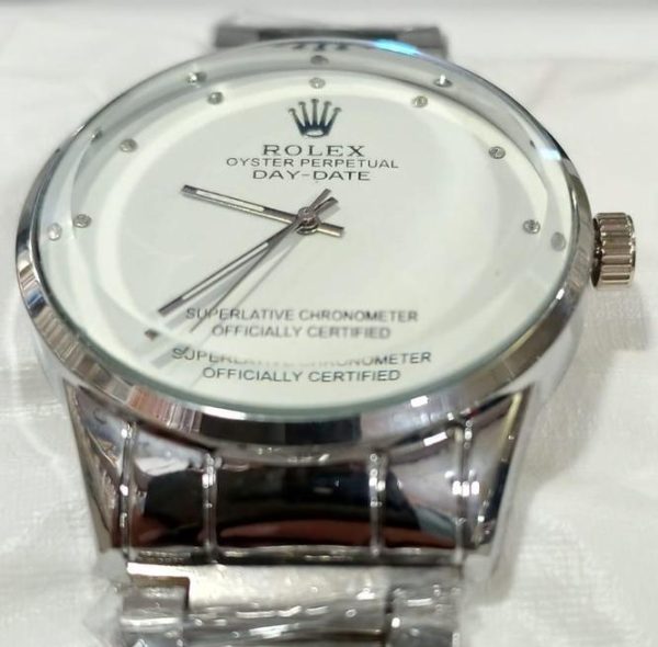 Rolex Quartz Wrist Watch With Stainless Steel Chain