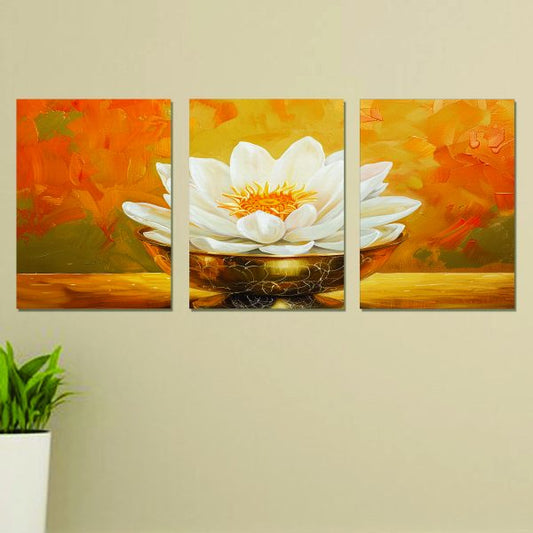 Set Of 3 White Flower shaped Art Wooden Phototile Frames