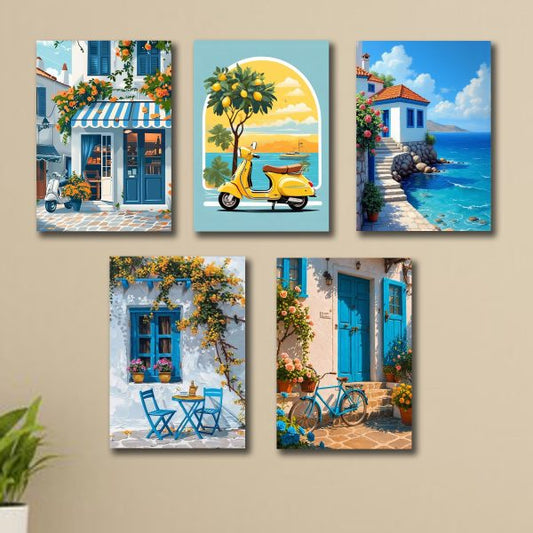Set Of 5 Italian Vintage Homes Art Sticky Phototile Frames