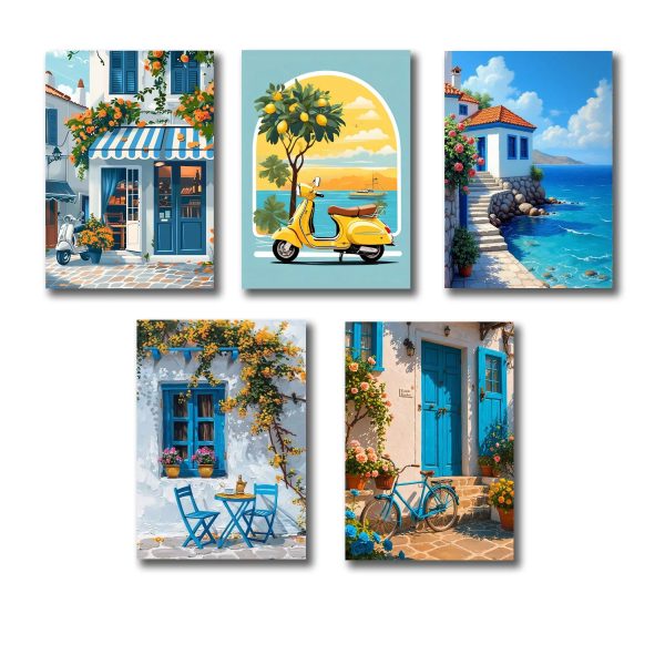Set Of 5 Italian Vintage Homes Art Sticky Phototile Frames